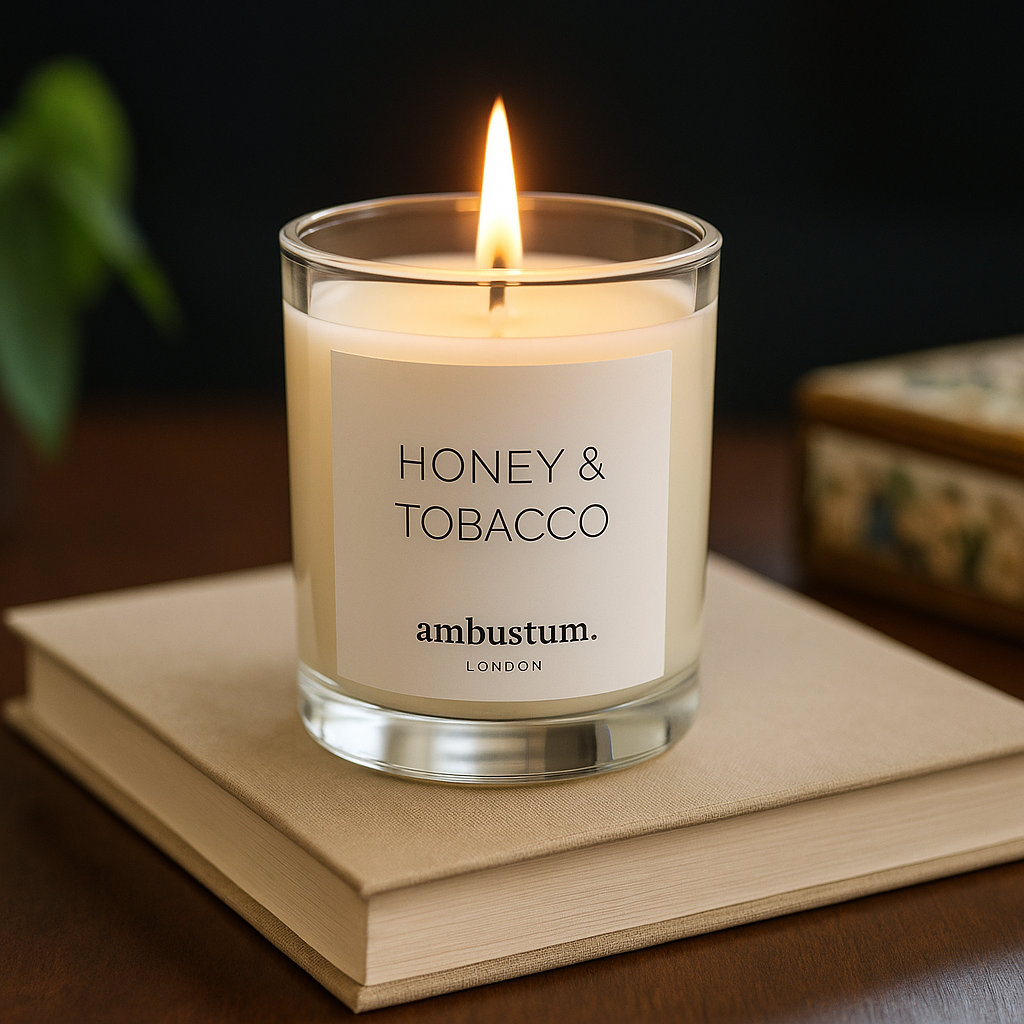 SAMPLE - Mini Clear Glass Honey & Tobacco Scented Candle